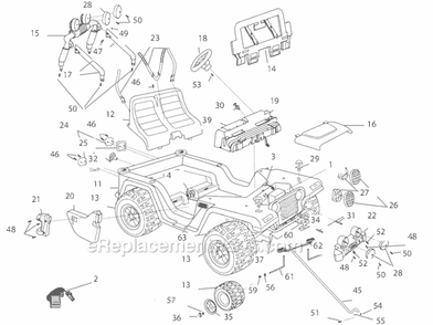 Page A Diagram and Parts List for H3427  Power Wheels Ride-On Cars